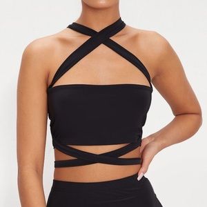 Black Slinky Tie Top